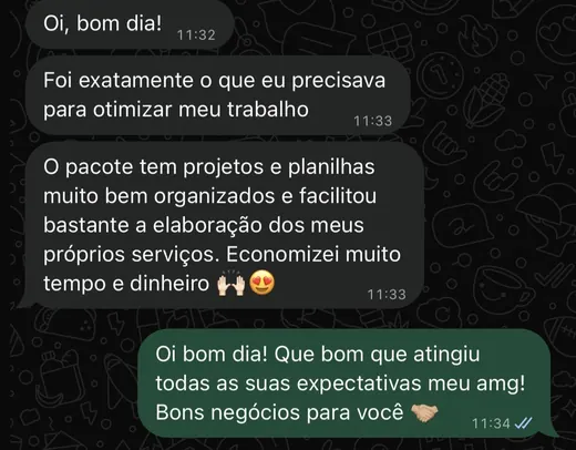 Depoimento de cliente sobre o pacote de projetos para construtores e engenheiros
